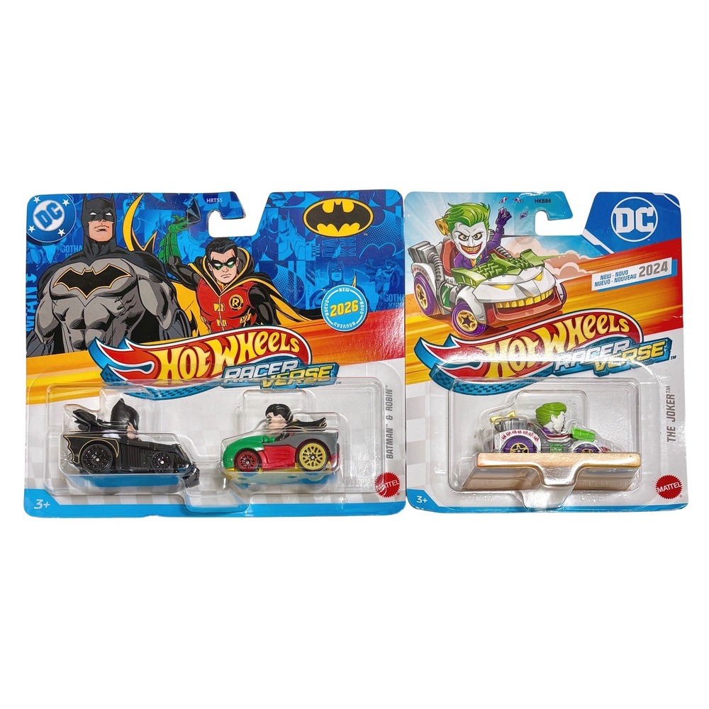 BATMAN ROBIN & THE JOKER DC Hot Wheels Racer Verse Character Cars
